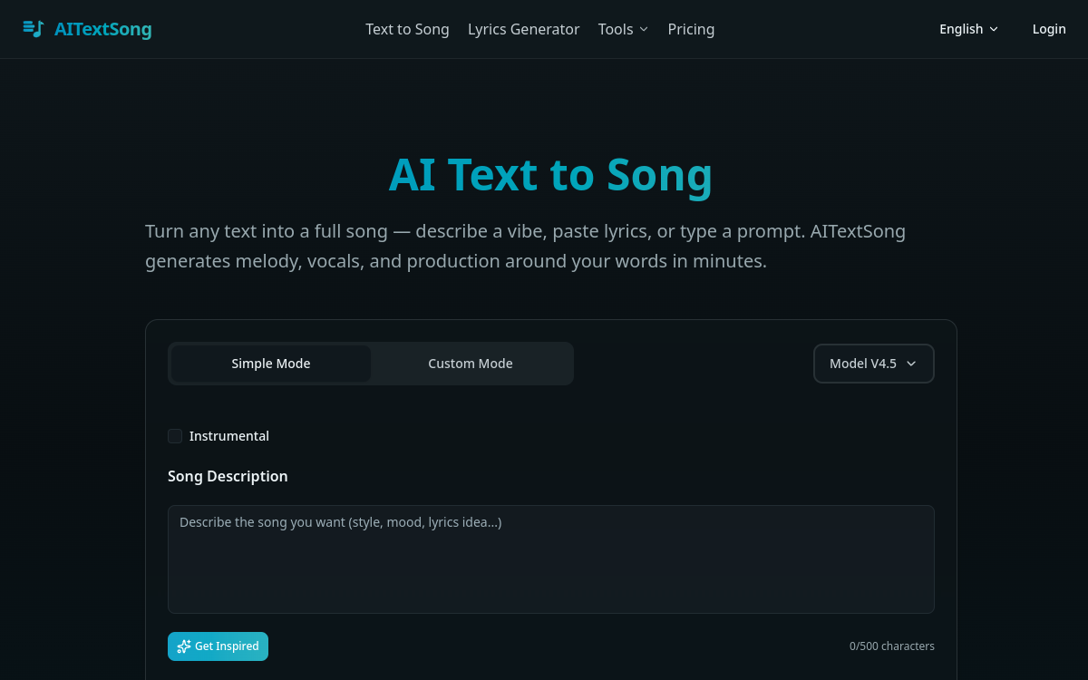 Screenshot di AI Text Song